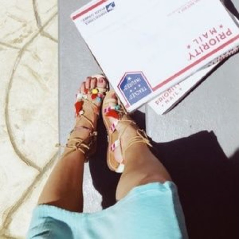 Madden Girl Greece Pom Tass Lace Up Sandals - Picture 4 of 5
